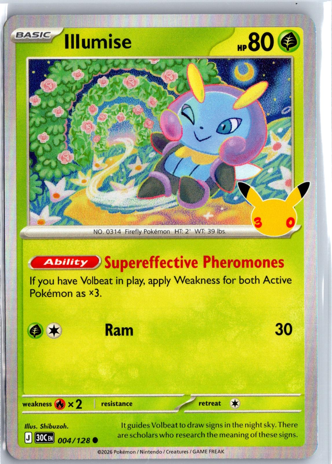 Illumise - 004/128 - Holo - ME: 30TH CELEBRATION - Pokemon - Common | AA97-35