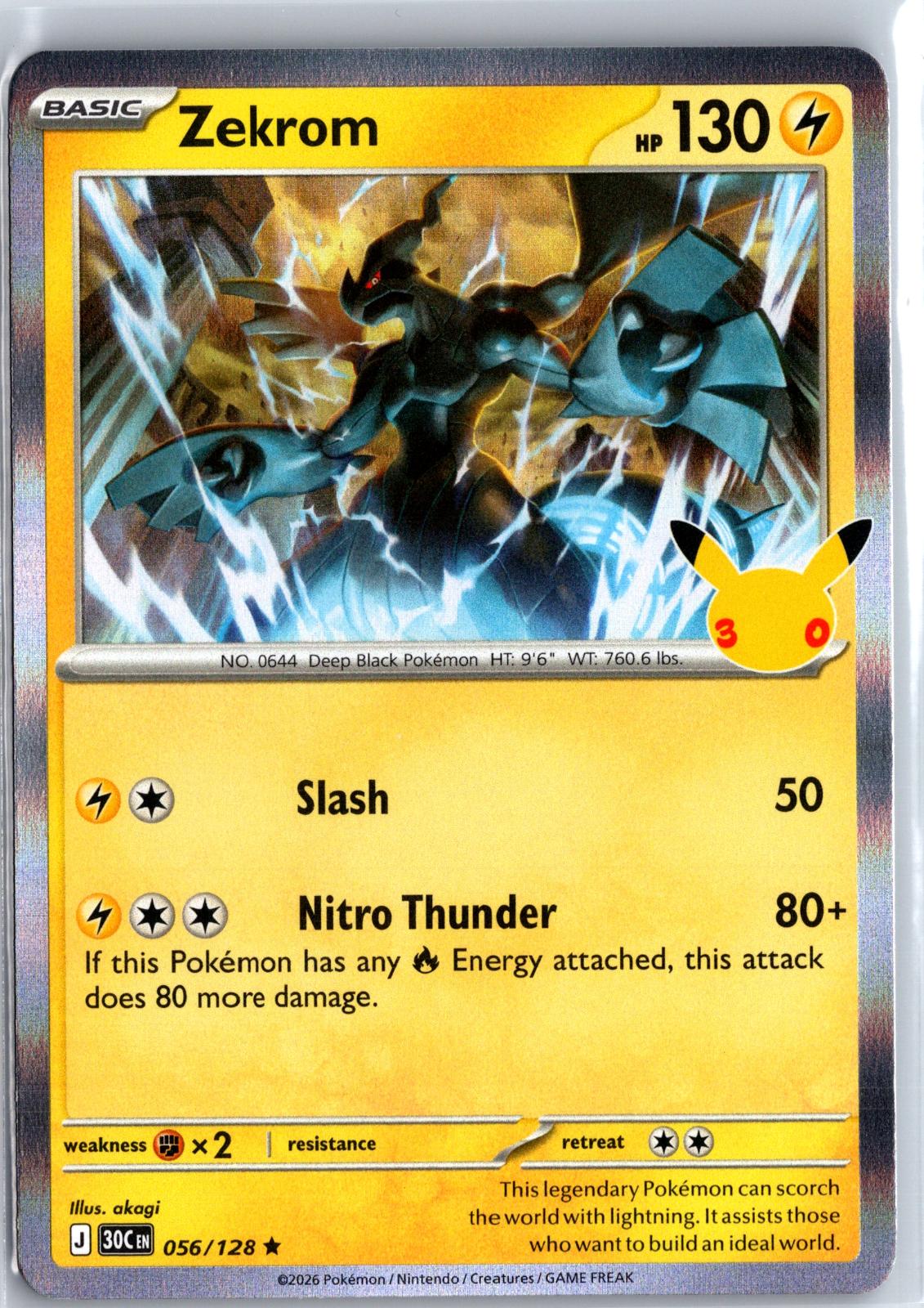 Zekrom - 056/128 - Holo - ME: 30TH CELEBRATION - Pokemon - Rare | AA97-34