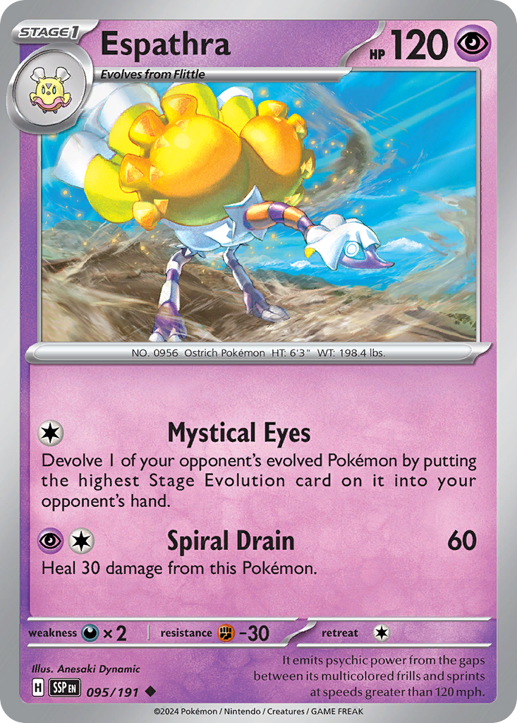 Espathra - 095/191 - Reverse Holo - SURGING SPARKS - Pokemon - Uncommon | AA19-3