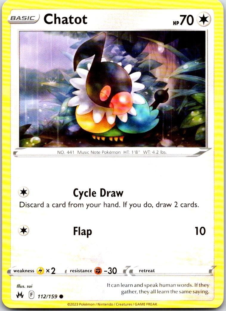 Chatot - 112/159 - - CROWN ZENITH - Pokemon - Common | AA105-38