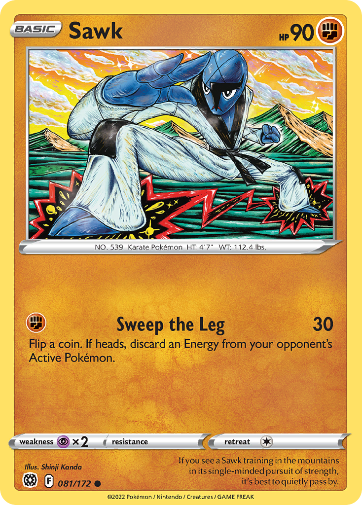 Sawk - 081/172 - - BRILLIANT STARS - Pokemon - Common | AA90-4