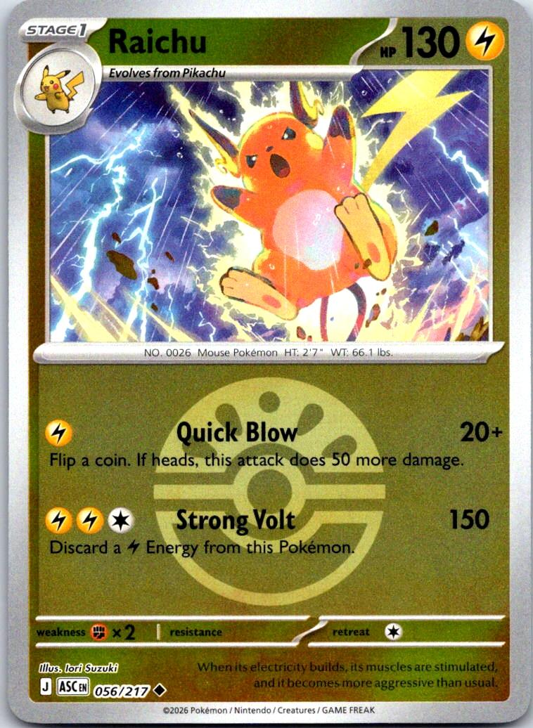 Raichu (Friend Ball) - 056/217 - Reverse Holo - ASCENDED HEROES - Pokemon - | AA131-45
