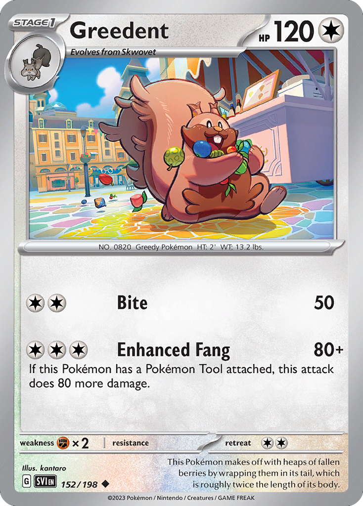 Greedent - 152/198 - - SCARLET & VIOLET - Pokemon - Uncommon | AA02-21