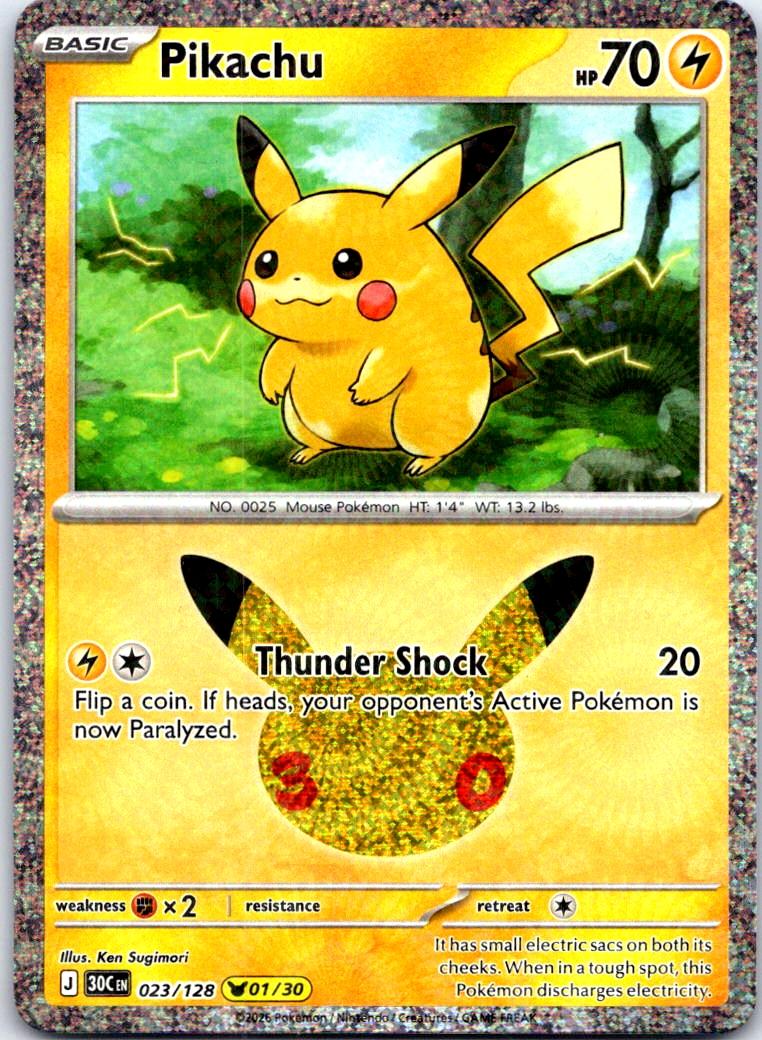Pikachu - 023/128 - Holo - ME: 30TH CELEBRATION - Pokemon - | AB42-2