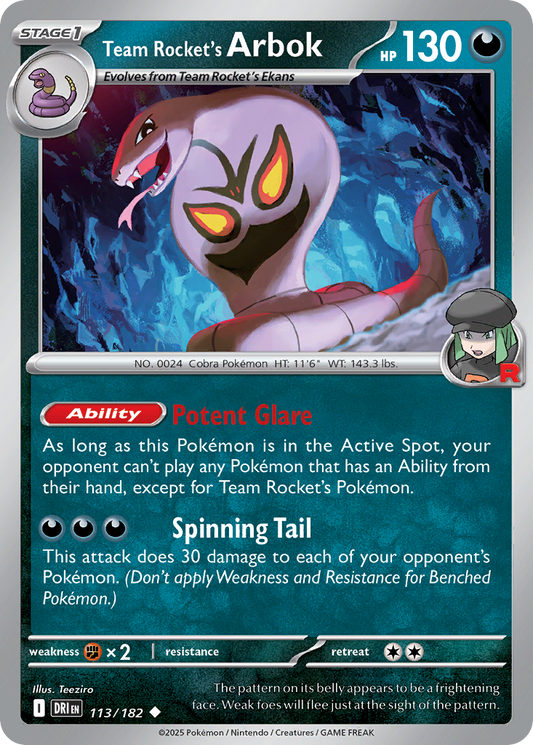 Team Rocket's Arbok - 113/182 - - DESTINED RIVALS - Pokemon - Uncommon | AA10-3