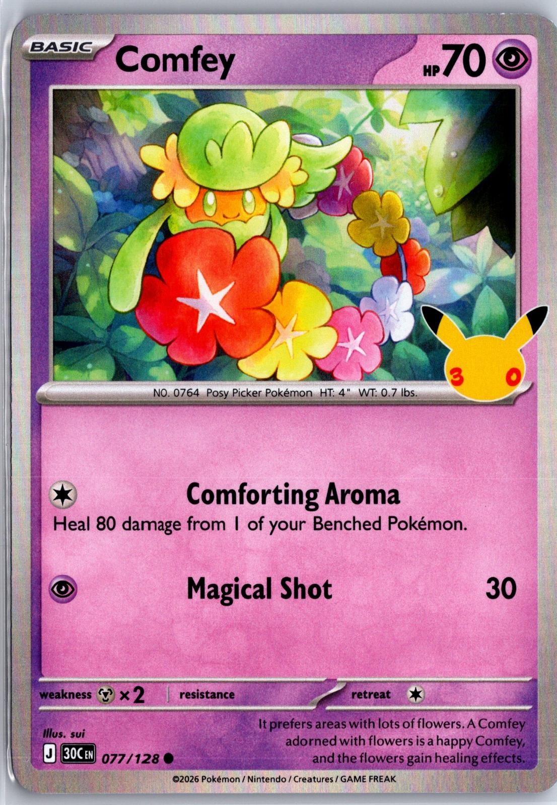 Comfey - 077/128 - Holo - ME: 30TH CELEBRATION - Pokemon - | AA96-25