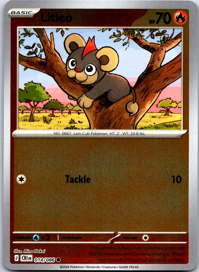 Litleo - 014/086 - Reverse Holo - CHAOS RISING - Pokemon - Common | AB01-27