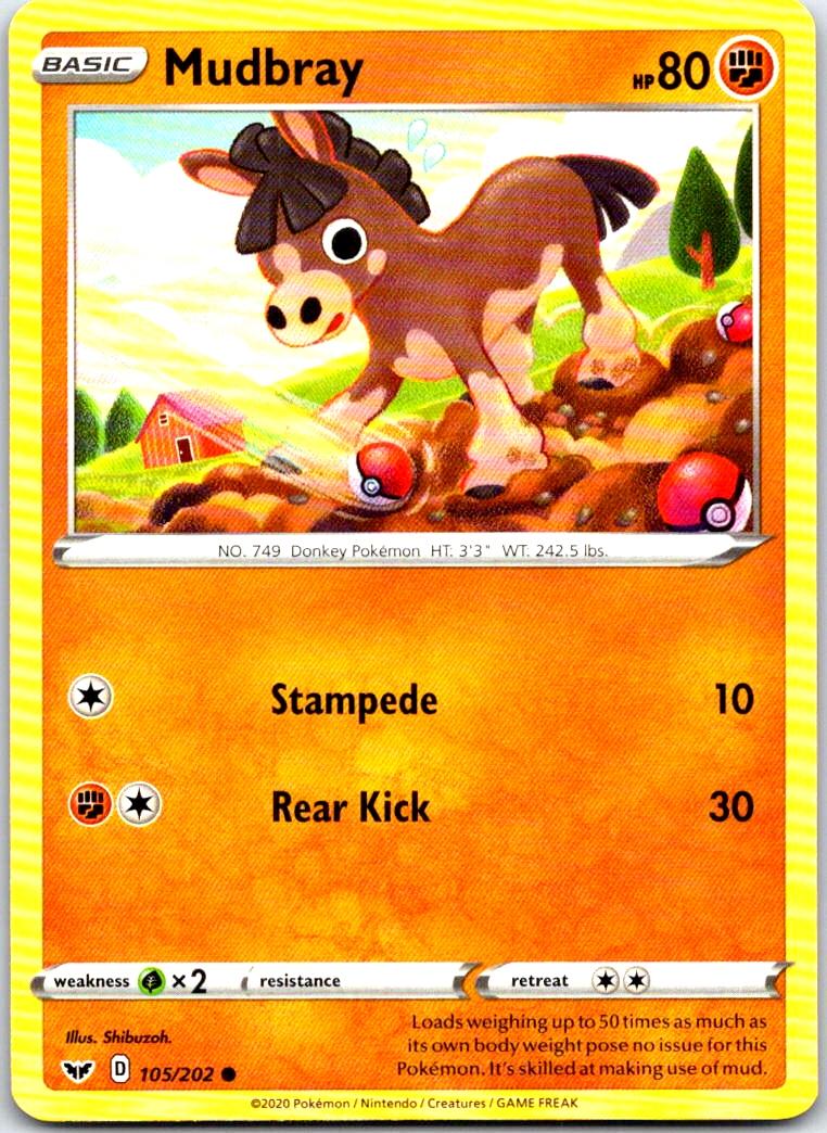 Mudbray - 105/202 - - SWORD & SHIELD - Pokemon - Common | AB76-50