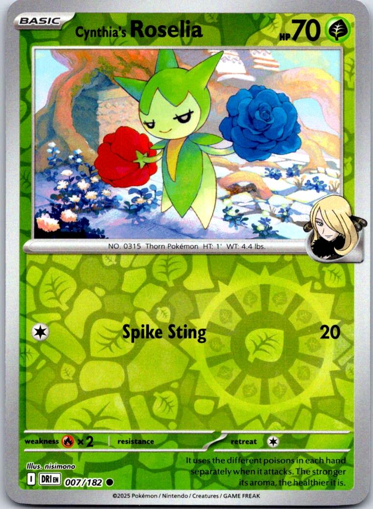 Cynthia's Roselia - 007/182 - Reverse Holo - DESTINED RIVALS - Pokemon - | AA123-15