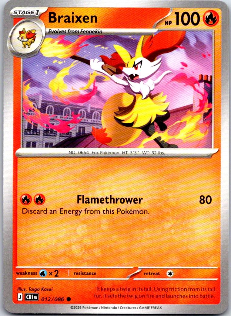 Braixen - 012/086 - - CHAOS RISING - Pokemon - Common | AA110-22
