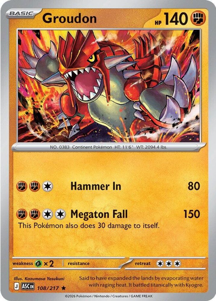 Groudon - 108/217 - Holo - ASCENDED HEROES - Pokemon - Rare | AA13-30