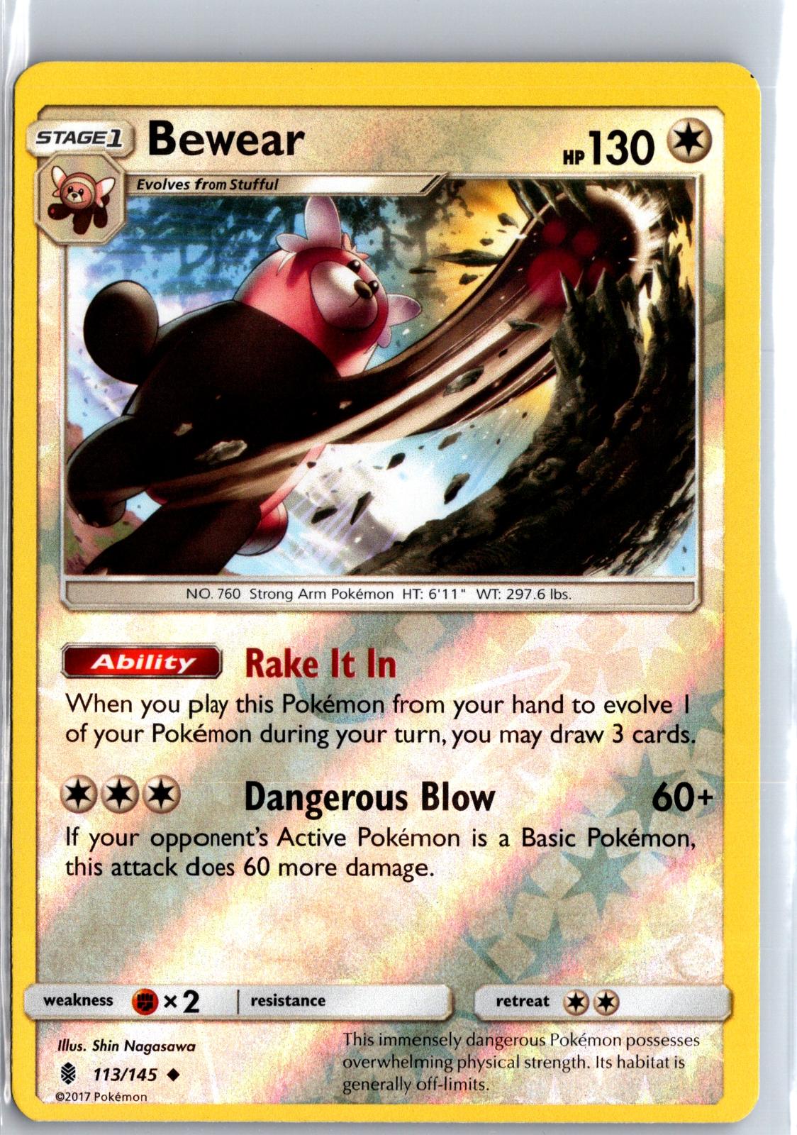 Bewear - 113/145 - Reverse Holo - GUARDIANS RISING - Pokemon - | AA130-22
