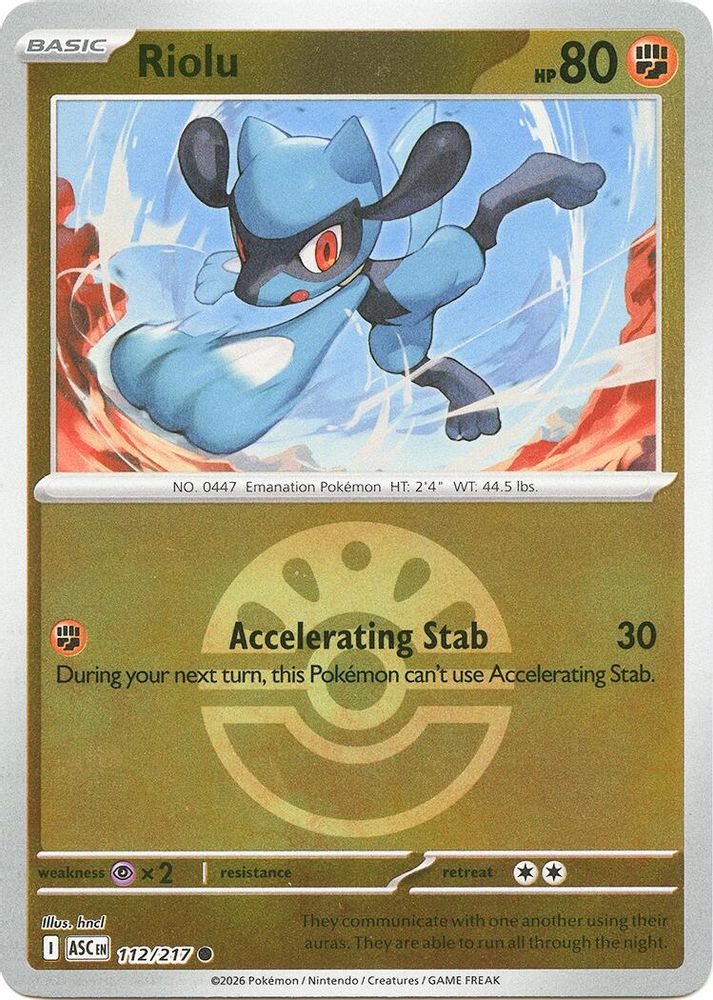 Riolu (Friend Ball) - 112/217 - Reverse Holo - ASCENDED HEROES - Pokemon - | AA19-86