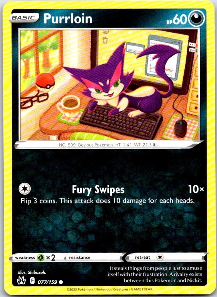 Purrloin - 077/159 - - CROWN ZENITH - Pokemon - Common | AA103-12