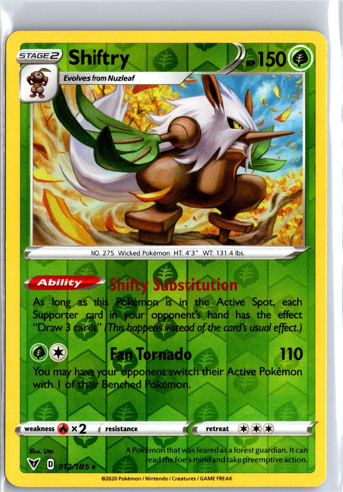 Shiftry - 012/185 - Reverse Holo - VIVID VOLTAGE - Pokemon - Rare | AA129-12