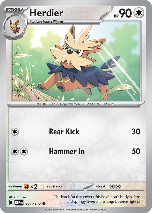 Herdier - 171/197 - - OBSIDIAN FLAMES - Pokemon - Common | AA05-55