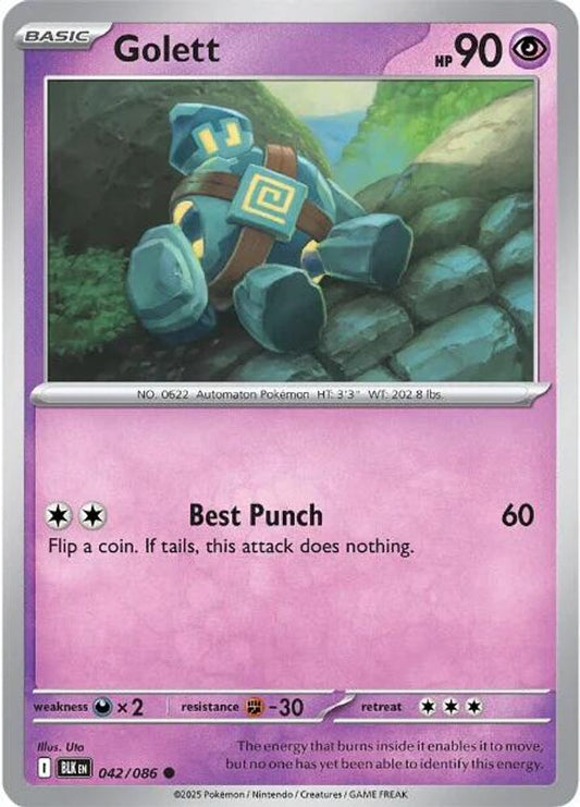 Golett - 042/086 - - BLACK BOLT - Pokemon - Common | AA47-100
