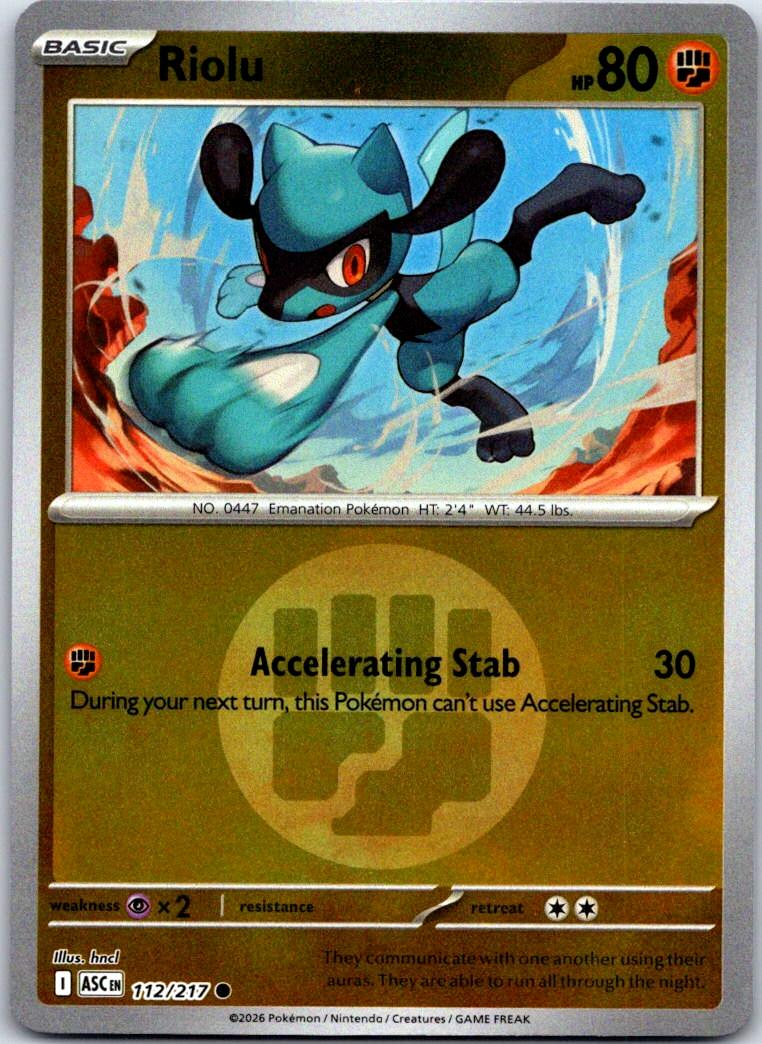 Riolu (Energy Symbol Pattern) - 112/217 - Reverse Holo - ASCENDED HEROES - Pokemon - | AB02-34