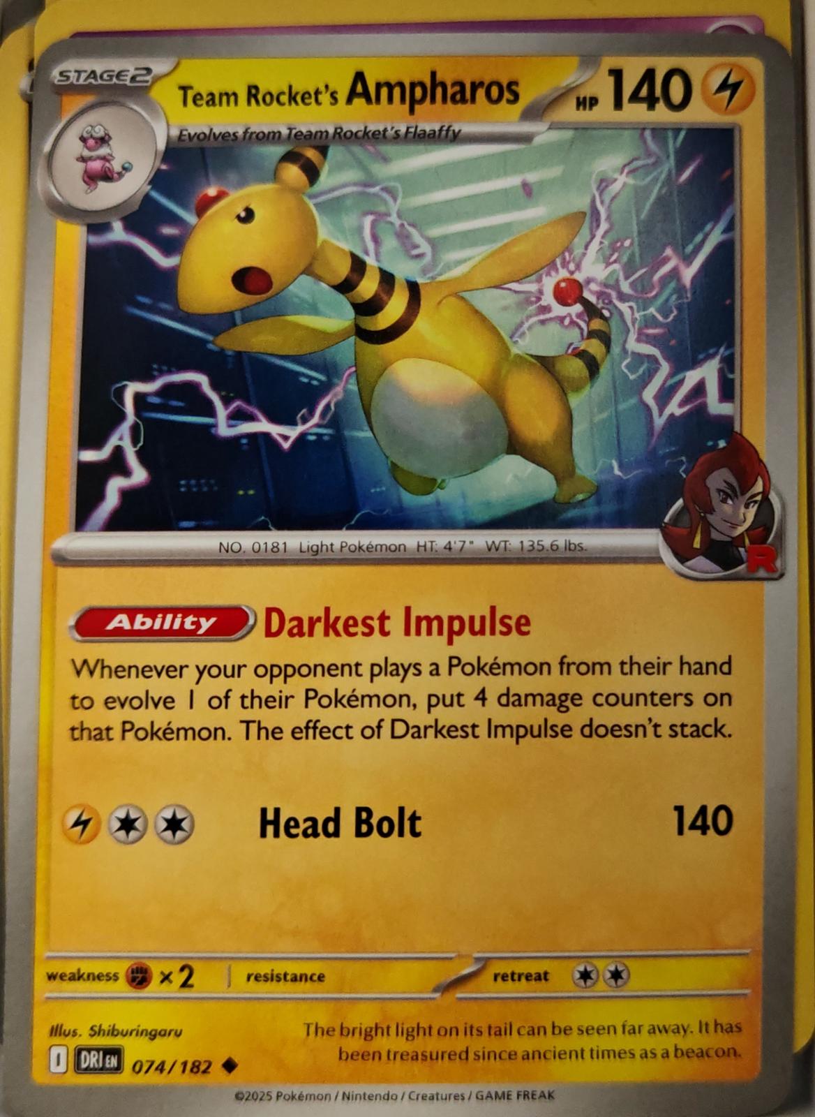 Team Rocket's Ampharos - 074/182 - - DESTINED RIVALS - Pokemon - | AA10-14