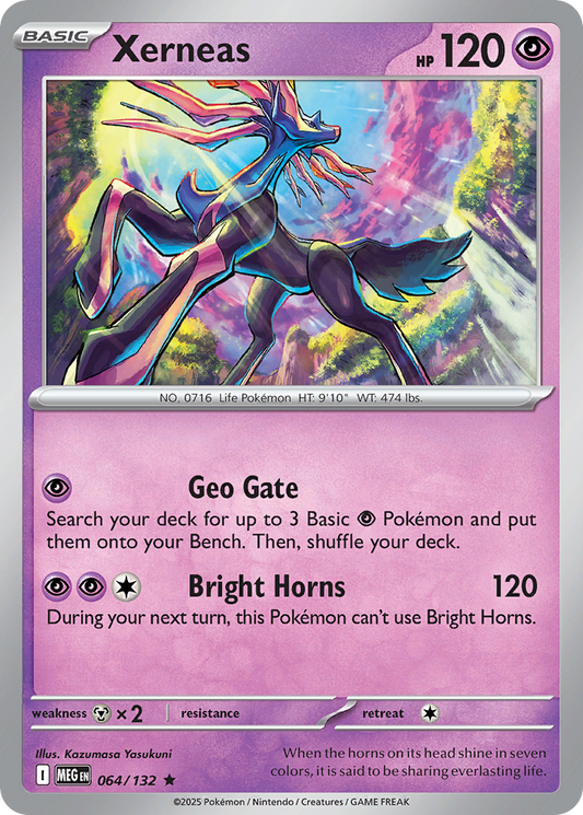 Xerneas - 064/132 - Holo - MEGA EVOLUTION - Pokemon - Rare | AA06-49