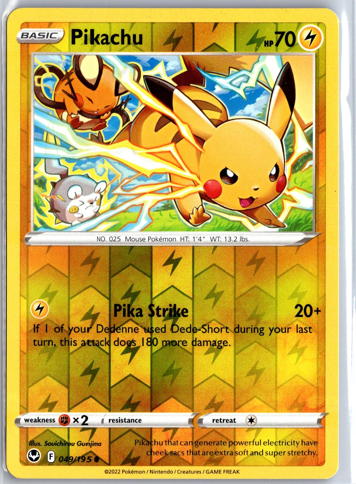 Pikachu - 049/195 - Reverse Holo - SILVER TEMPEST - Pokemon - Common | AA130-50
