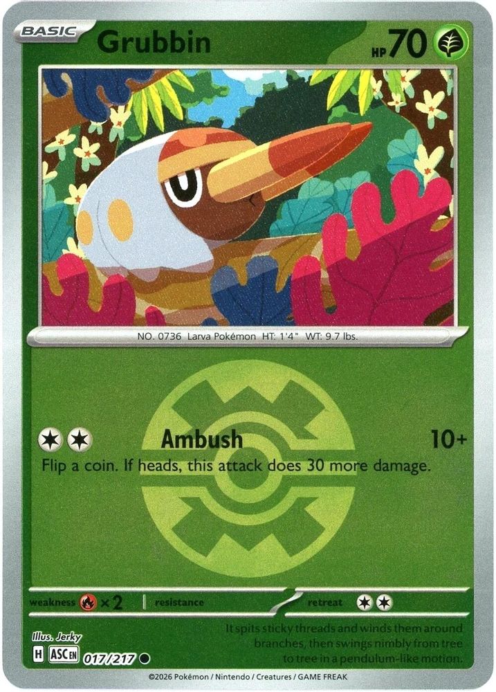Grubbin (Quick Ball) - 017/217 - Reverse Holo - ASCENDED HEROES - Pokemon - | AA19-52