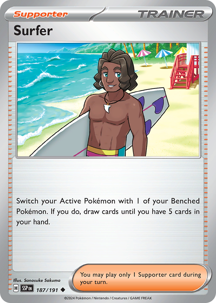 Surfer - 187/191 - - SURGING SPARKS - Pokemon - Uncommon | AA20-86