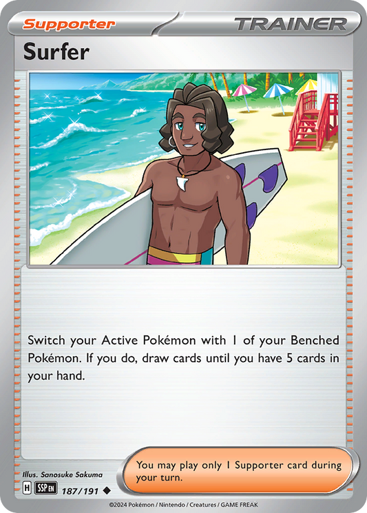 Surfer - 187/191 - - SURGING SPARKS - Pokemon - Uncommon | AA20-86