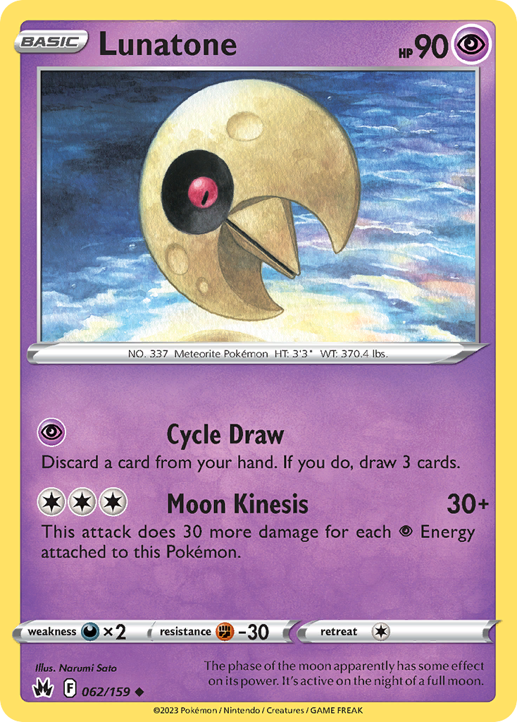 Lunatone - 062/159 - - CROWN ZENITH - Pokemon - Uncommon | AA102-10