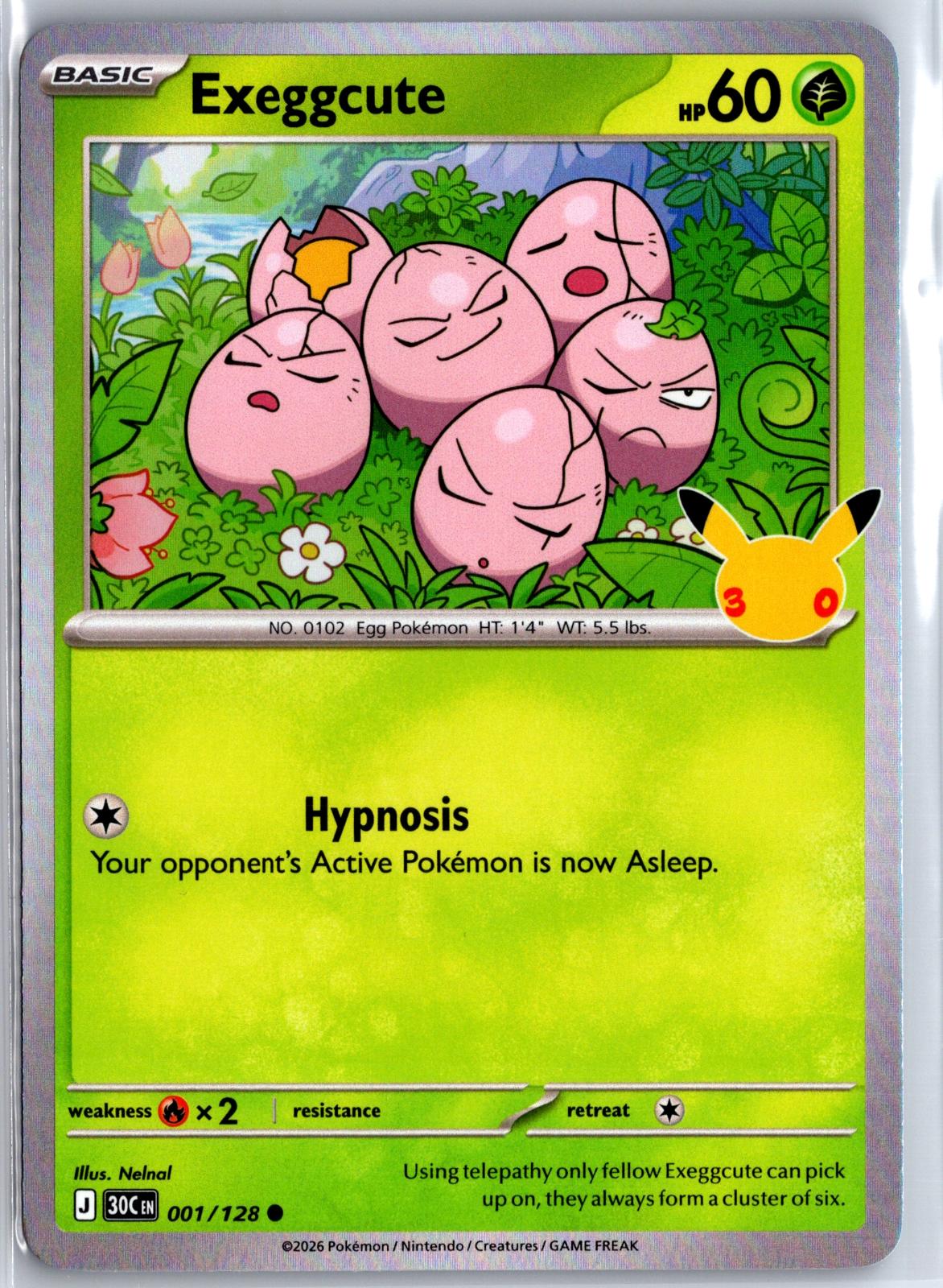 Exeggcute - 001/128 - Holo - ME: 30TH CELEBRATION - Pokemon - Common | AA97-9
