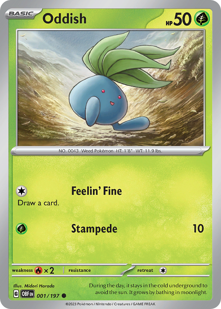 Oddish - 001/197 - - OBSIDIAN FLAMES - Pokemon - Common | AA05-96