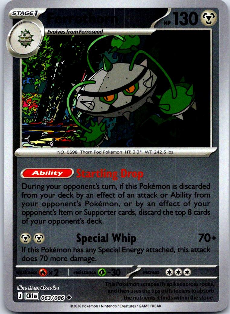 Ferrothorn - 063/086 - Reverse Holo - CHAOS RISING - Pokemon - | AA128-21