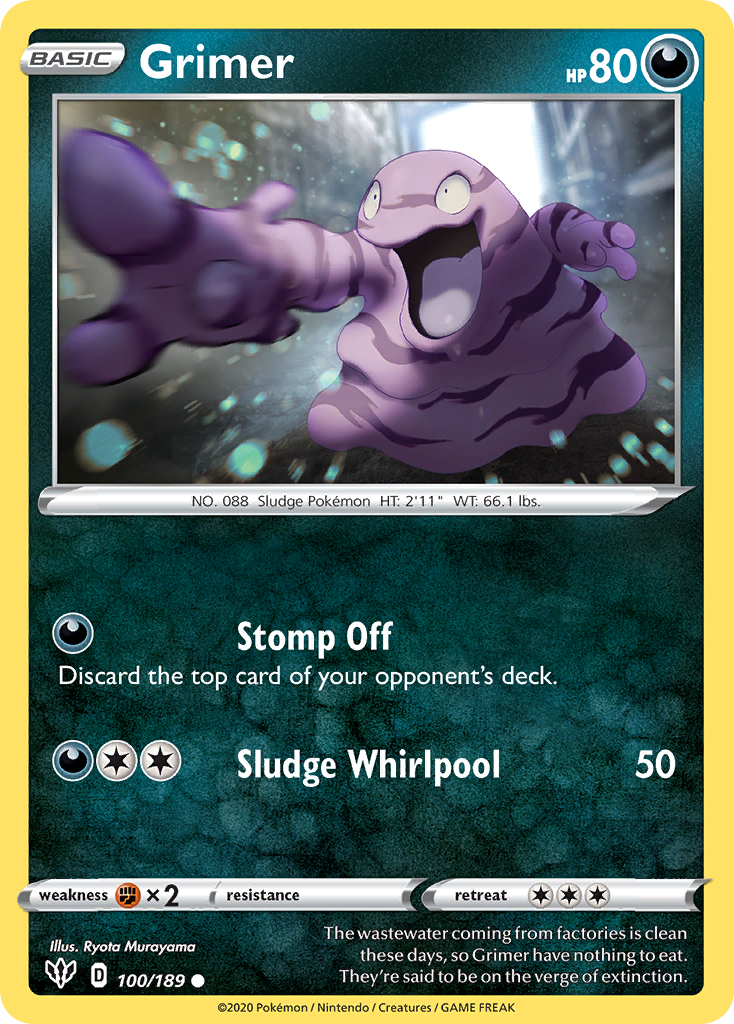 Grimer - 100/189 - - DARKNESS ABLAZE - Pokemon - Common | AA90-29
