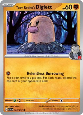 Team Rocket's Diglett - 100/217 - - ASCENDED HEROES - Pokemon - Common | AA11-68