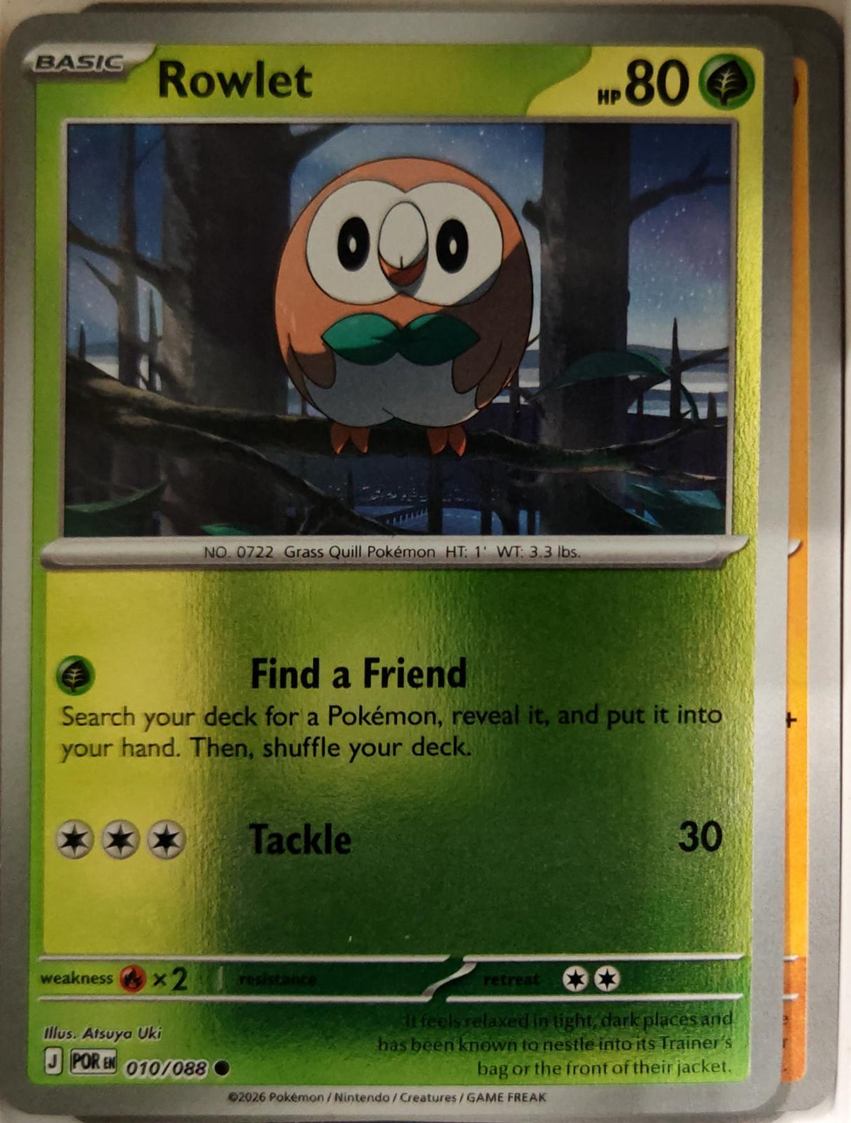 Rowlet - 010/088 - Reverse Holo - PERFECT ORDER - Pokemon - Common | AA01-6
