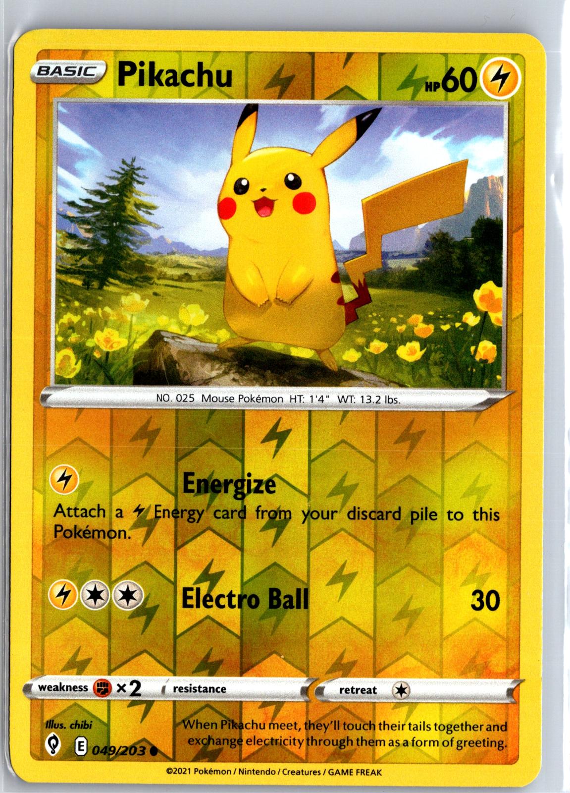 Pikachu - 049/203 - Reverse Holo - EVOLVING SKIES - Pokemon - Common | AA130-56