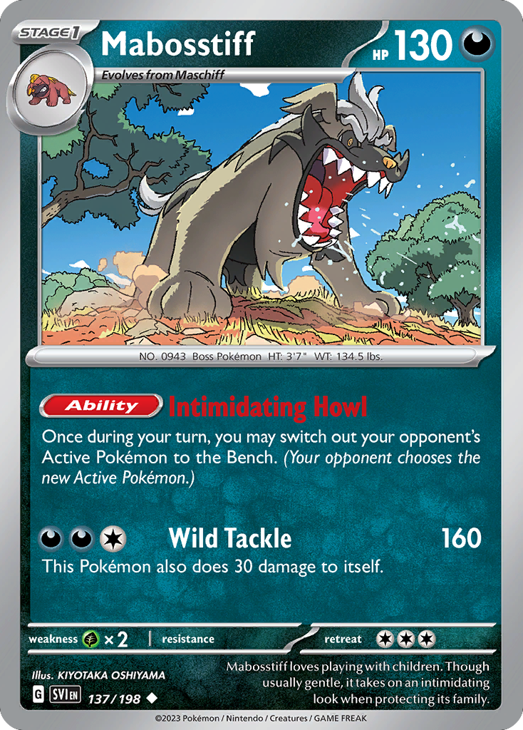 Mabosstiff - 137/198 - Reverse Holo - SCARLET & VIOLET - Pokemon - | AA49-45