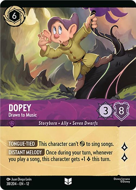 Dopey - Drawn to Music (Foil) - 38/204 - Cold Foil - WILDS UNKNOWN - Lorcana - | LAA00-2