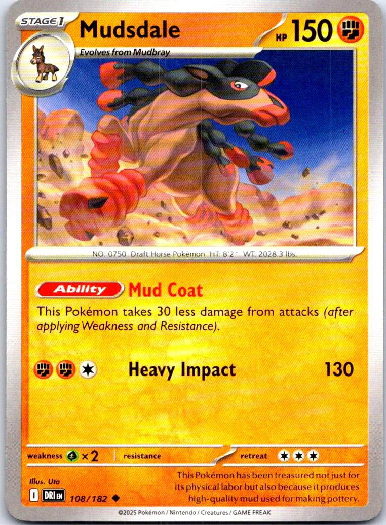 Mudsdale - 108/182 - - DESTINED RIVALS - Pokemon - Uncommon | AB66-12