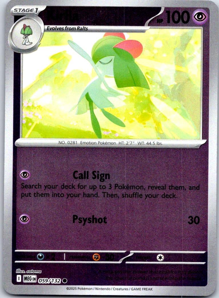 Kirlia - 059/132 - Reverse Holo - MEGA EVOLUTION - Pokemon - Common | AB04-24