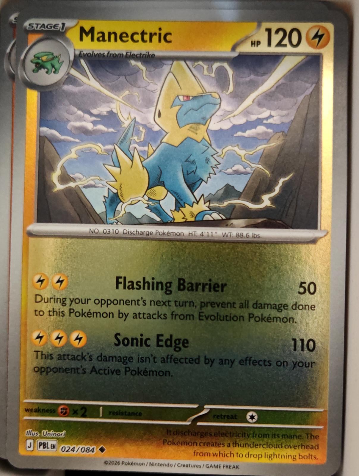Manectric - 024/084 - Reverse Holo - PITCH BLACK - Pokemon - Uncommon | AA14-53