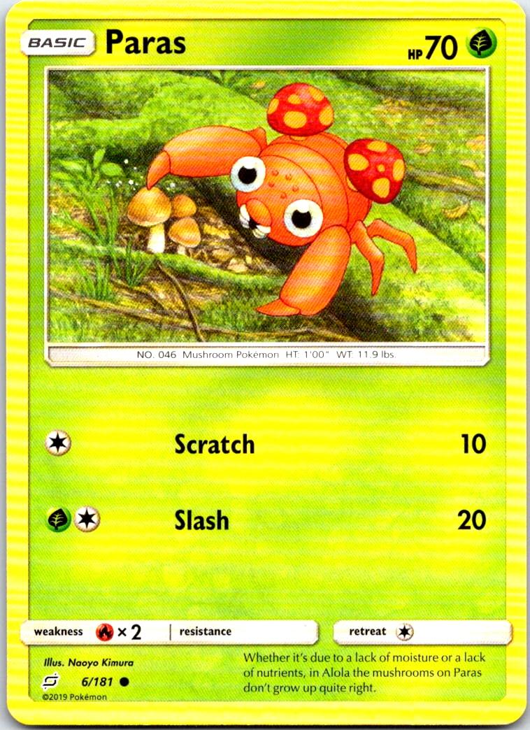 Paras - 6/181 - - TEAM UP - Pokemon - Common | AB74-12