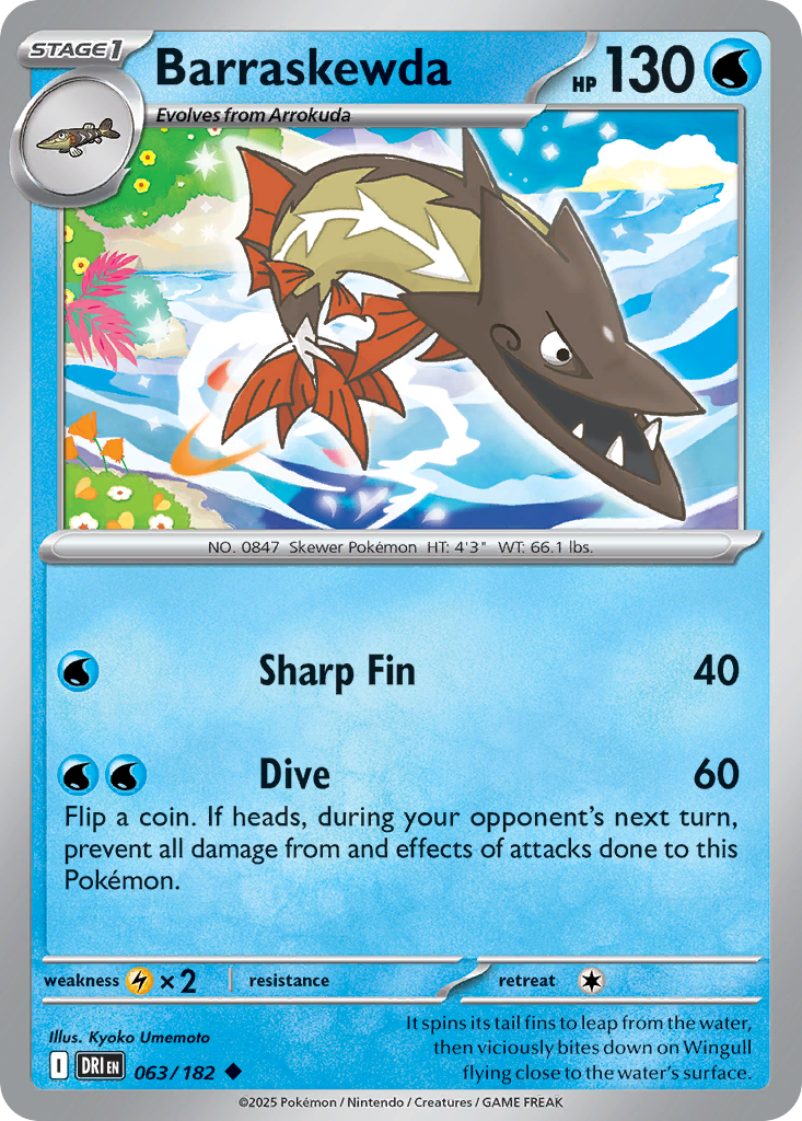 Barraskewda - 063/182 - - DESTINED RIVALS - Pokemon - Uncommon | AA12-38