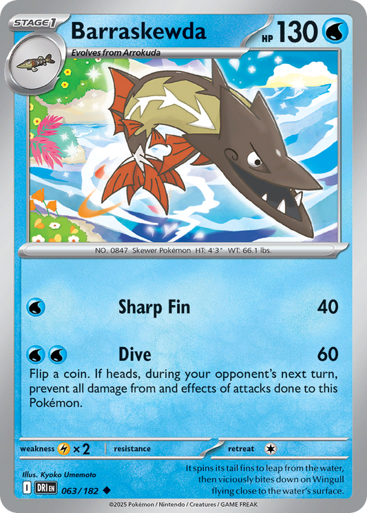 Barraskewda - 063/182 - - DESTINED RIVALS - Pokemon - Uncommon | AA12-38