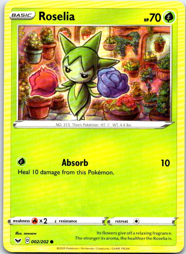 Roselia - 002/202 - - SWORD & SHIELD - Pokemon - Common | AB64-18
