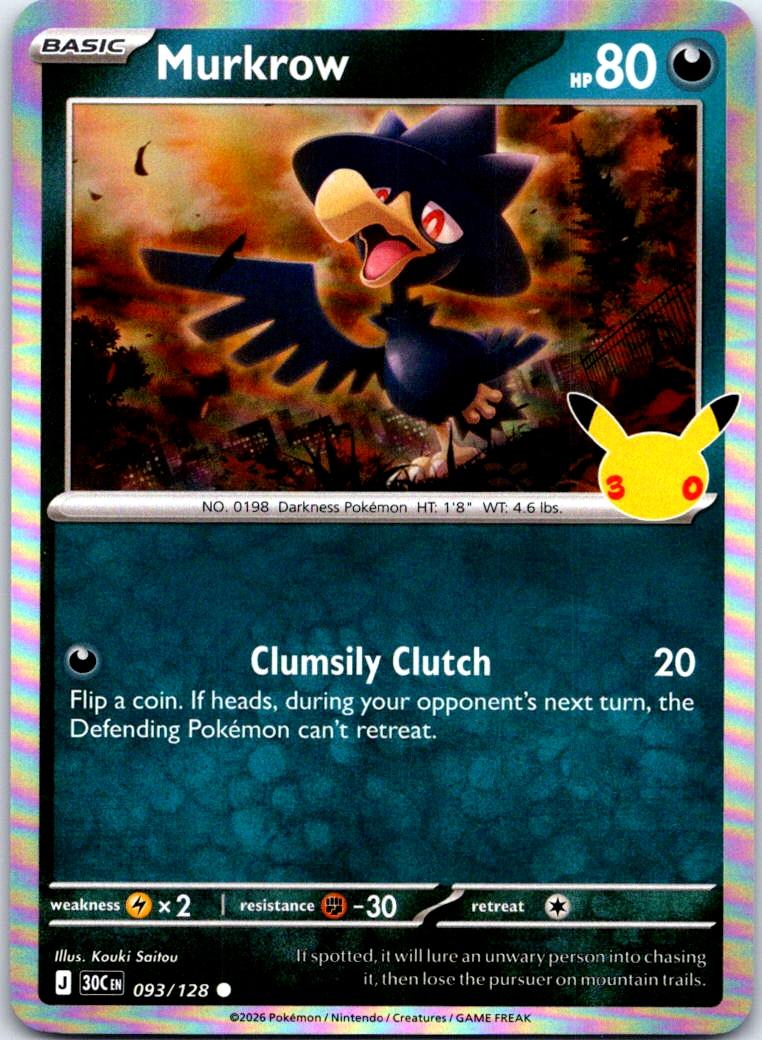 Murkrow - 093/128 - Holo - ME: 30TH CELEBRATION - Pokemon - | AB31-28