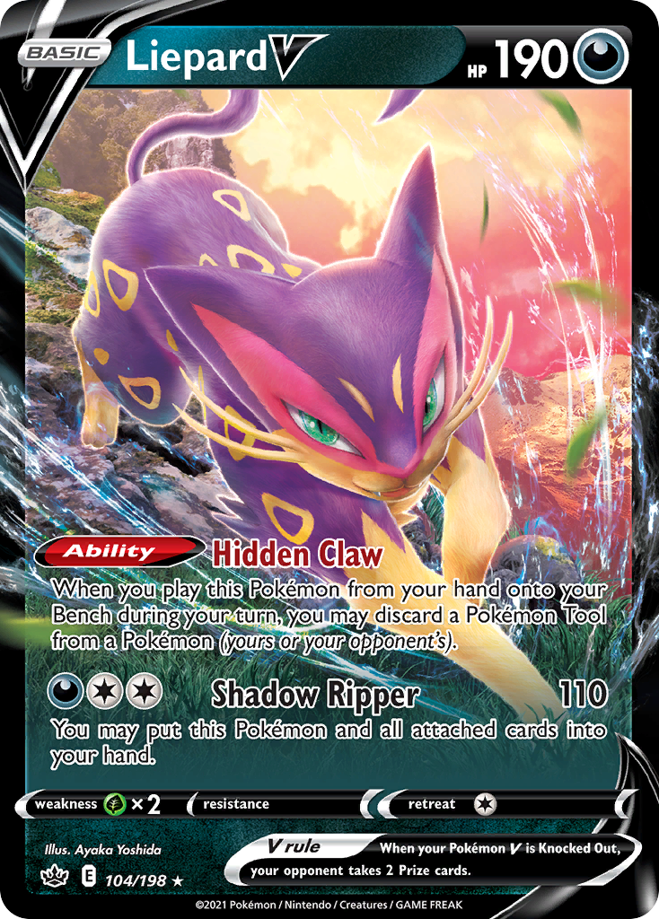 Liepard V - 104/198 - Holo - CHILLING REIGN - Pokemon - V Rare | AA33-8