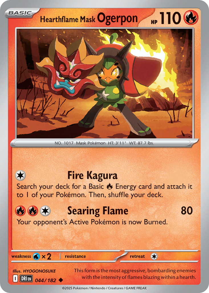 Hearthflame Mask Ogerpon - 044/182 - - DESTINED RIVALS - Pokemon - | AA07-51