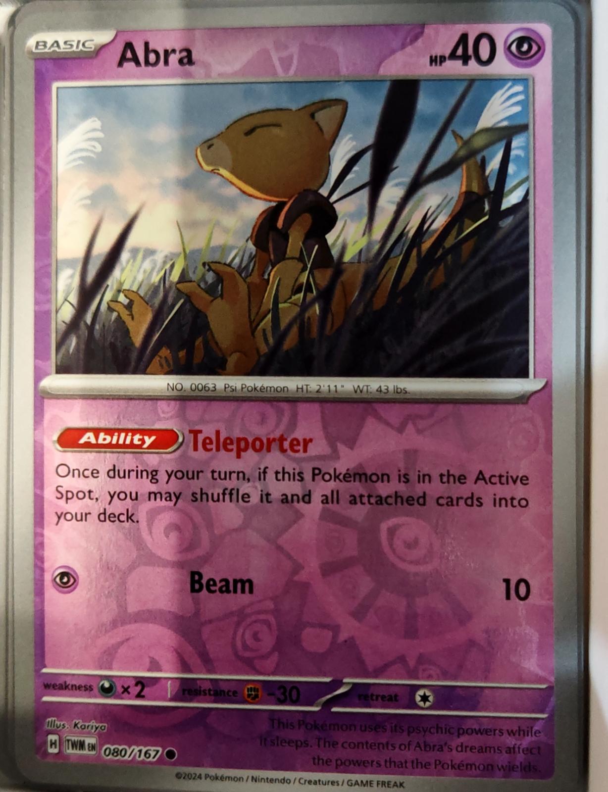 Abra - 080/167 - Reverse Holo - TWILIGHT MASQUERADE - Pokemon - Common | AA75-10
