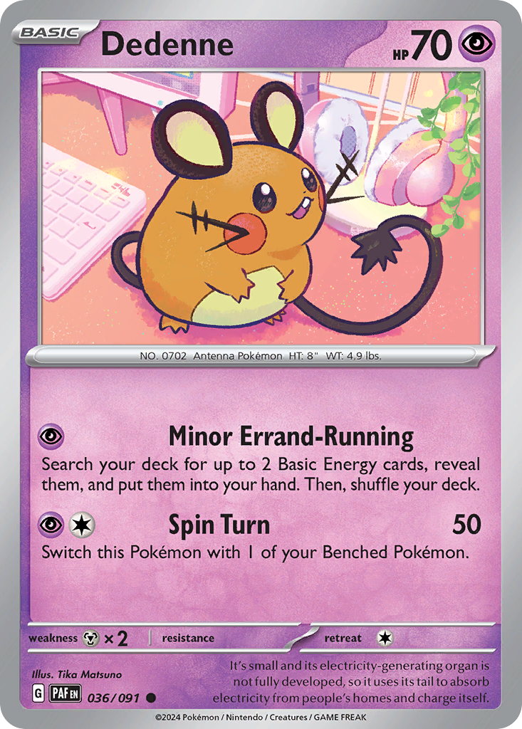Dedenne - 036/091 - Reverse Holo - PALDEAN FATES - Pokemon - Common | AA35-19